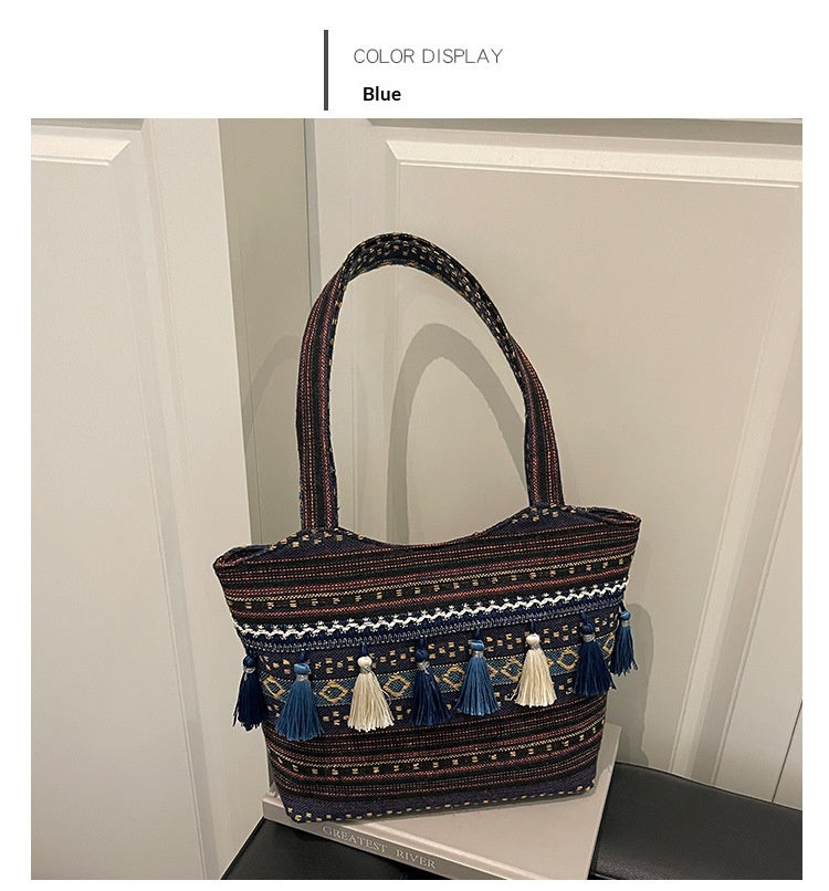 Women Ethnic Shoulder 2026 New Large Casual Tote Handbag