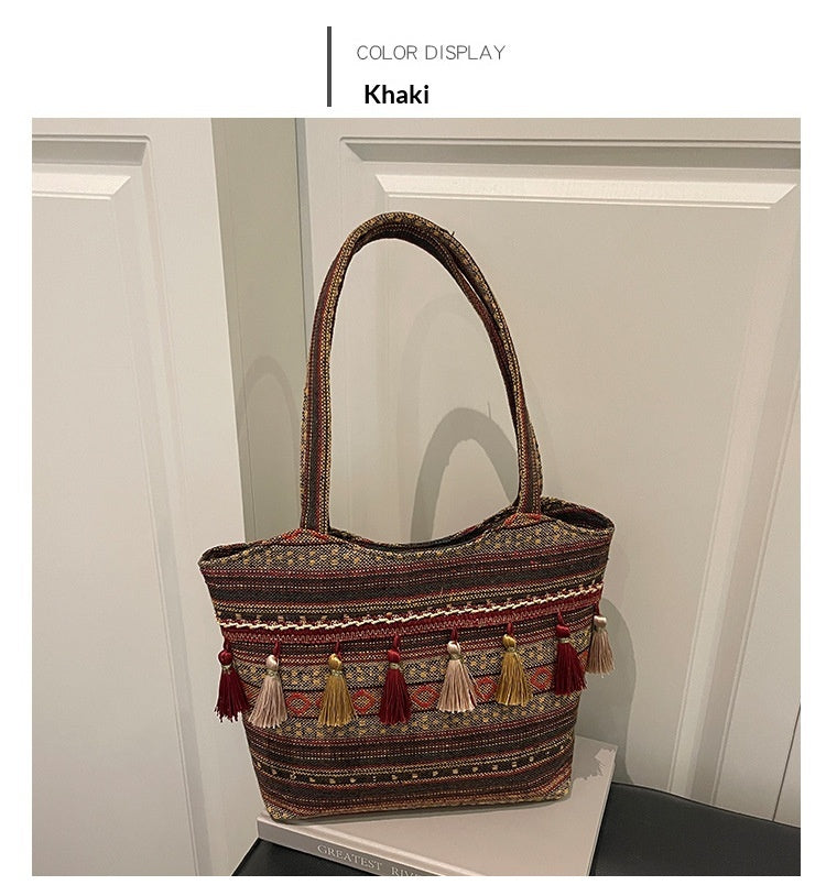 Women Ethnic Shoulder 2026 New Large Casual Tote Handbag