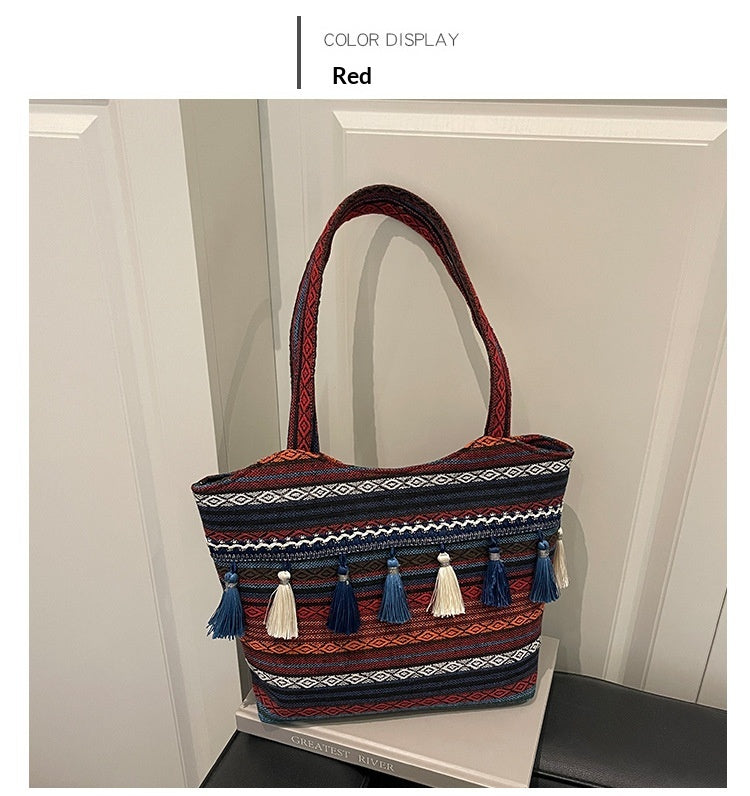 Women Ethnic Shoulder 2026 New Large Casual Tote Handbag
