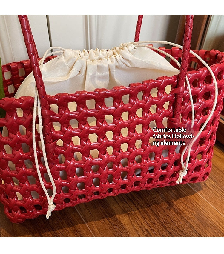 2026 Hollow Woven Summer Beach Shopping Shoulder Handheld Bag