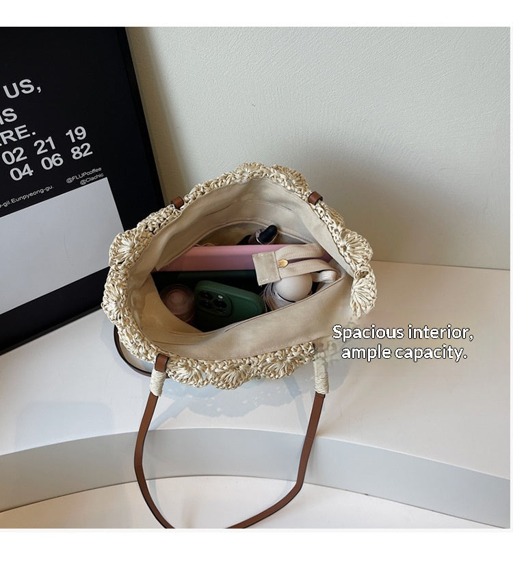 Women 2026 New Forest Crochet Shoulder Artistic Handheld Straw Beach Bag