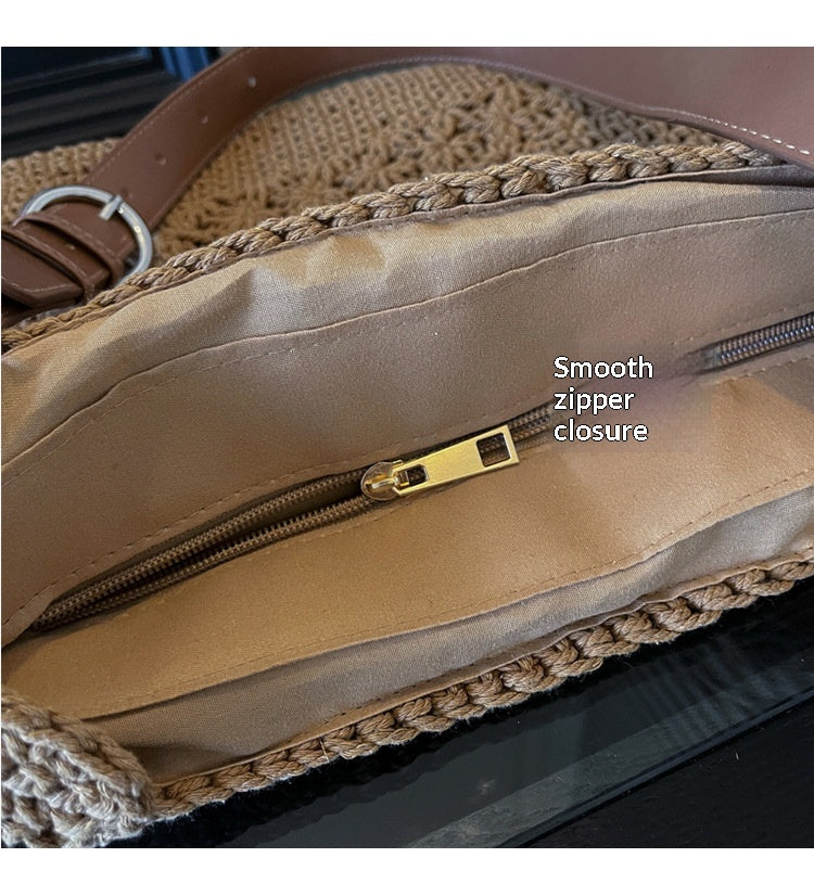 Women 2026 Resort Style Woven  Simple Large Capacity Casual Beach Bag