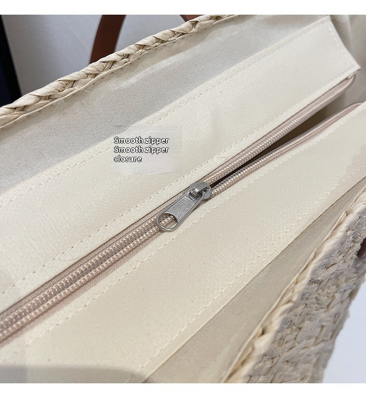 Women Relaxed Large Straw 2026 Casual Beach Handheld Shoulder Tote Bag
