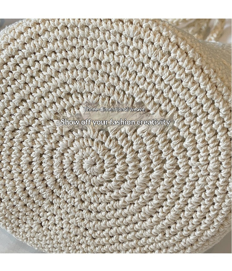 Women Fashion Hollow Woven 2026 New Lazy Shoulder Bucket Beach Bag