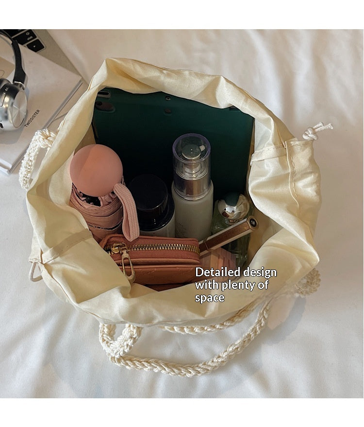 Women Fashion Hollow Woven 2026 New Lazy Shoulder Bucket Beach Bag