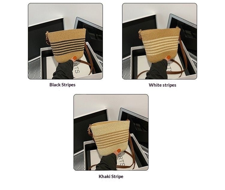 Women Summer Trend Straw Small 2026 New Beach Woven Crossbody Bucket Bag