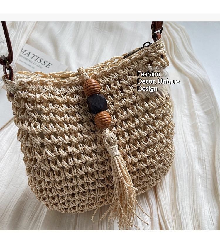 Women Trendy Bucket 2026 New Woven Crossbody Beach Small Bag