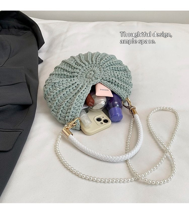 Women Handmade Woven Beach Conch Shell Crossbody Bag
