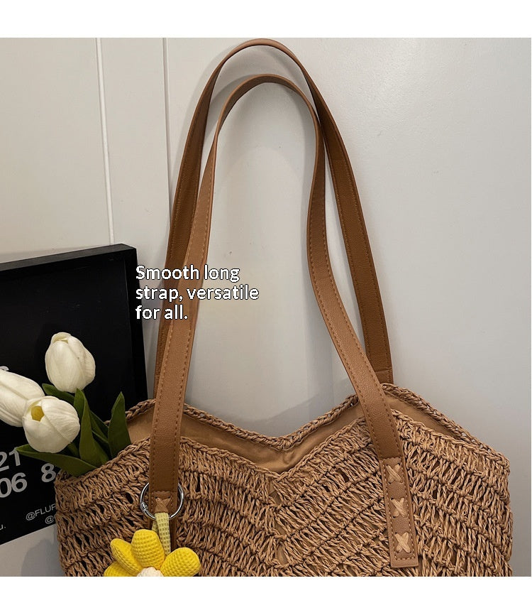 Women Handmade Woven 2026 Spring New Trendy Large Tote Beach Shoulder Bag