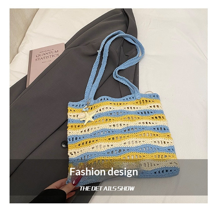 2026 New Lazy Shoulder Unique Casual Woven Large Tote Beach Bag
