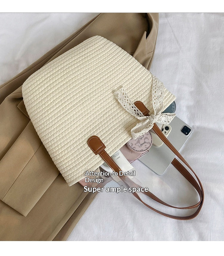 Trendy Large Woven Straw 2026 Spring Casual Unique Beach Shoulder Bag
