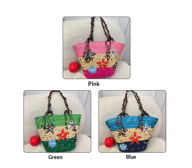 Women 2026 New Spring Beach Straw Ethnic Large Woven Shoulder Handheld Bag