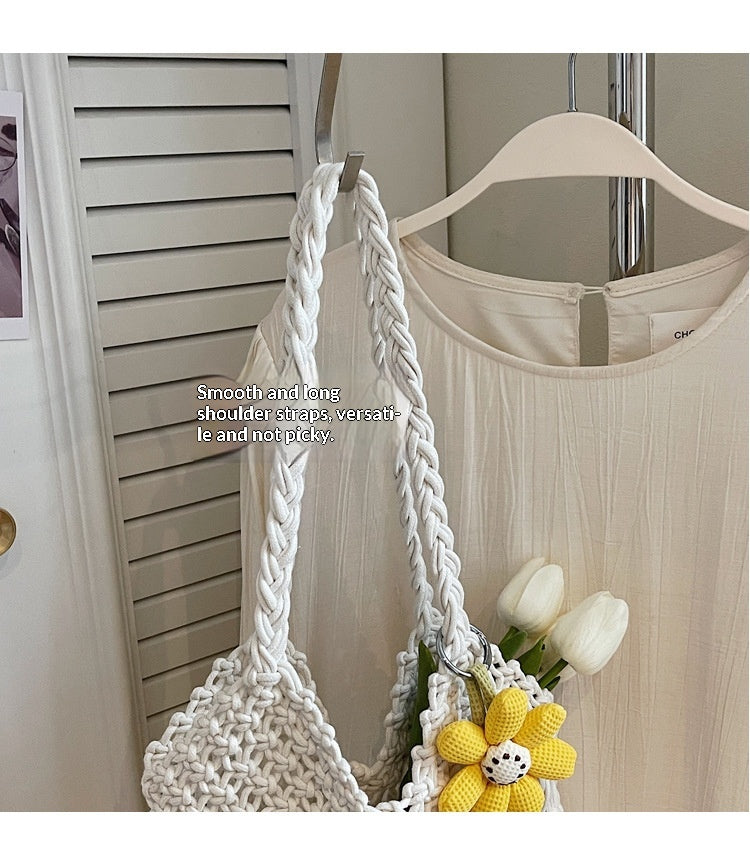 Ins Large Straw Beach Hollow Tote Korean Casual Artistic Shoulder Bag