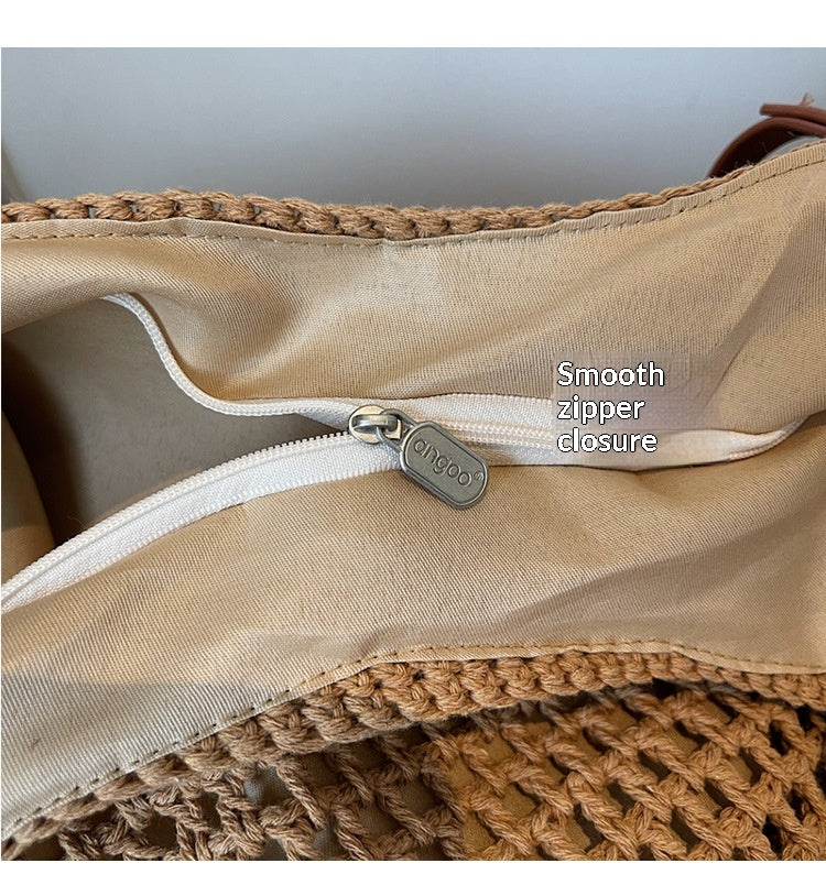 2026 Spring New Large Straw Casual Tote Beach Woven Shoulder Bag