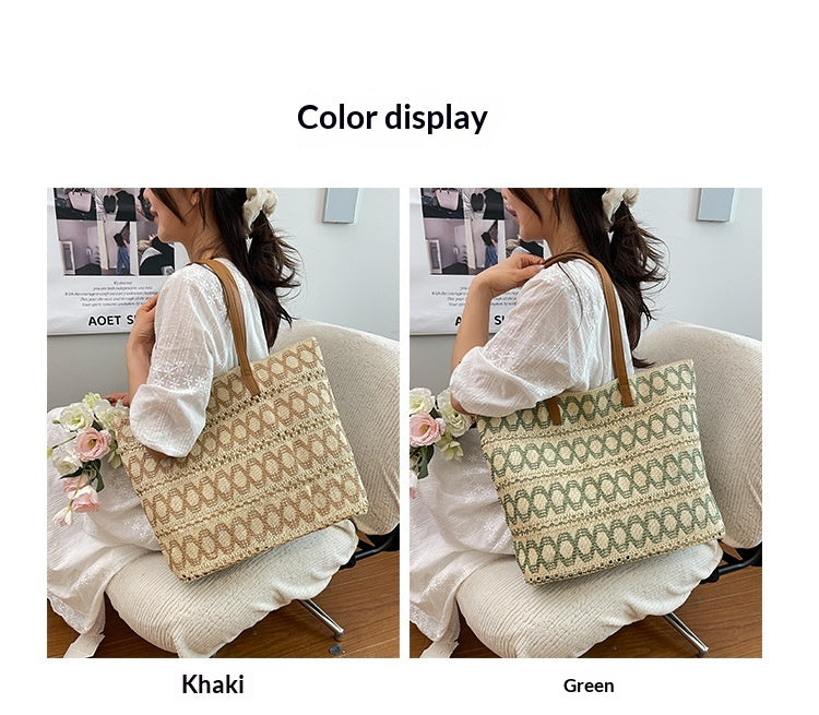 Women Trendy Woven Shoulder Large Tote Beach 2026 New Commute Straw Bag