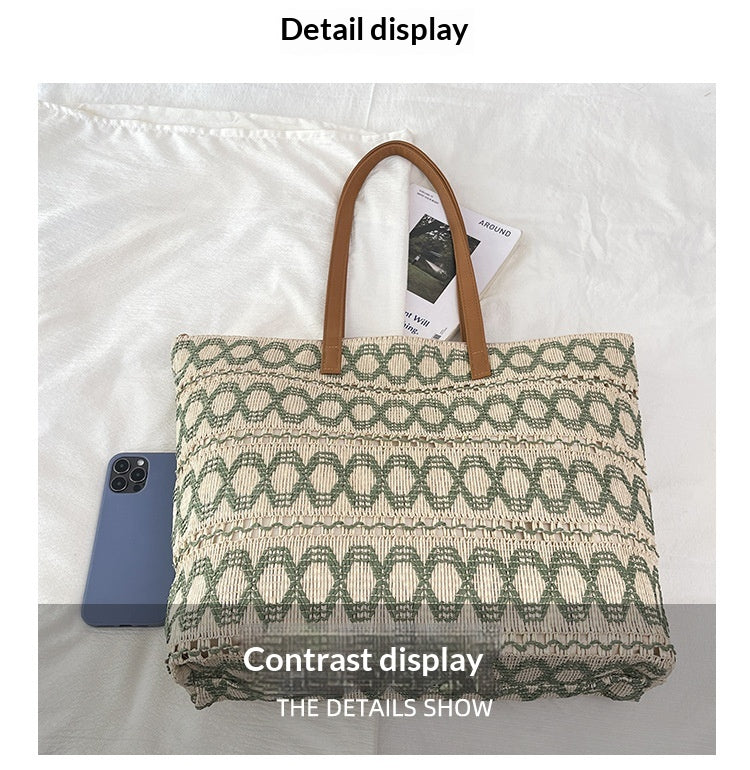 Women Trendy Woven Shoulder Large Tote Beach 2026 New Commute Straw Bag