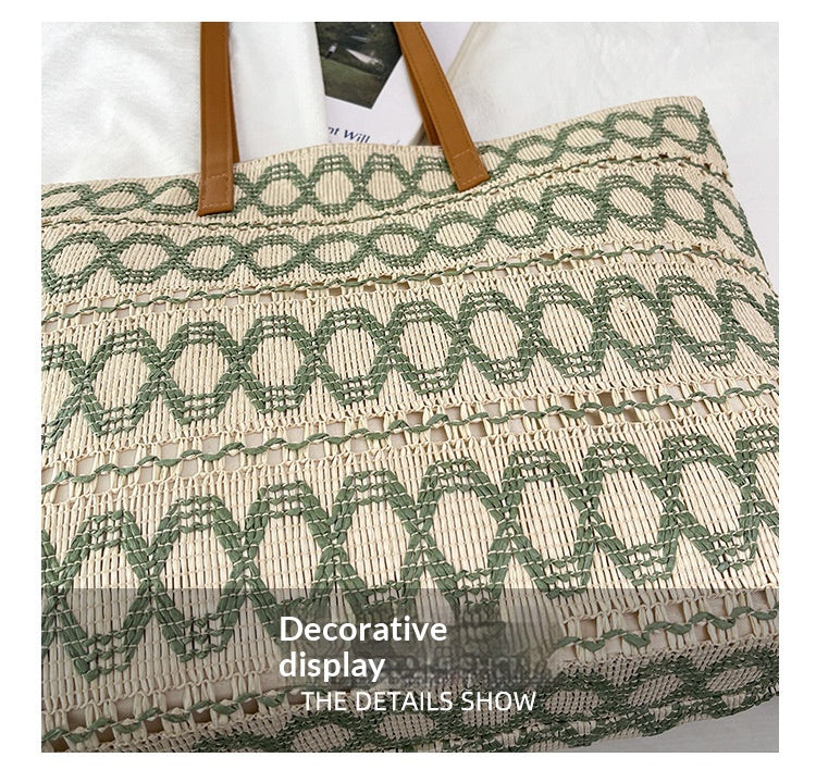 Women Trendy Woven Shoulder Large Tote Beach 2026 New Commute Straw Bag