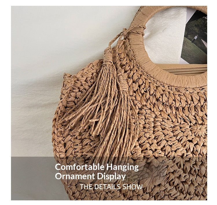 Women Forest Straw Shoulder Beach 2026 New Travel Chain Crossbody Bag