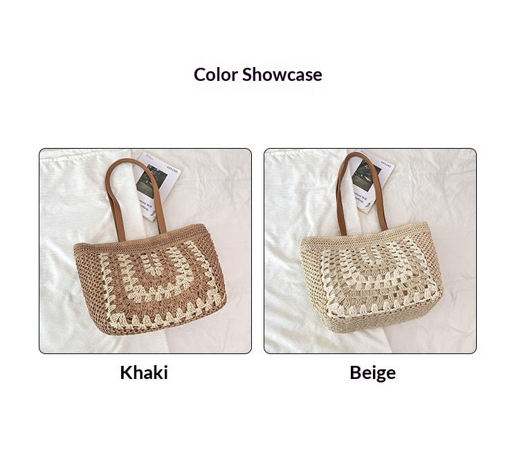 2026 Woven Shoulder Beach Handheld Unique Large Straw New Underarm Tote Bag