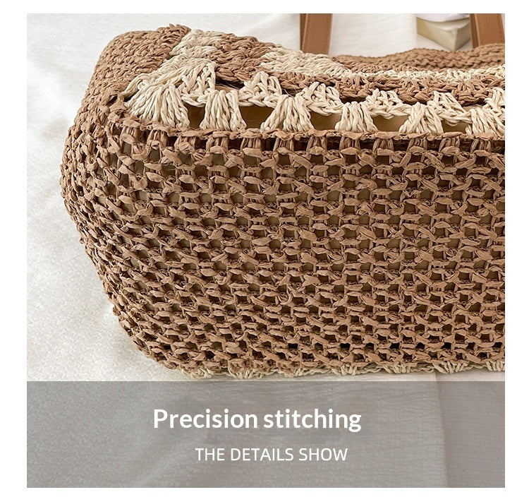 2026 Woven Shoulder Beach Handheld Unique Large Straw New Underarm Tote Bag
