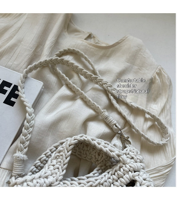 Women 2026 New Handmade Woven Bucket Crossbody Beach Bag