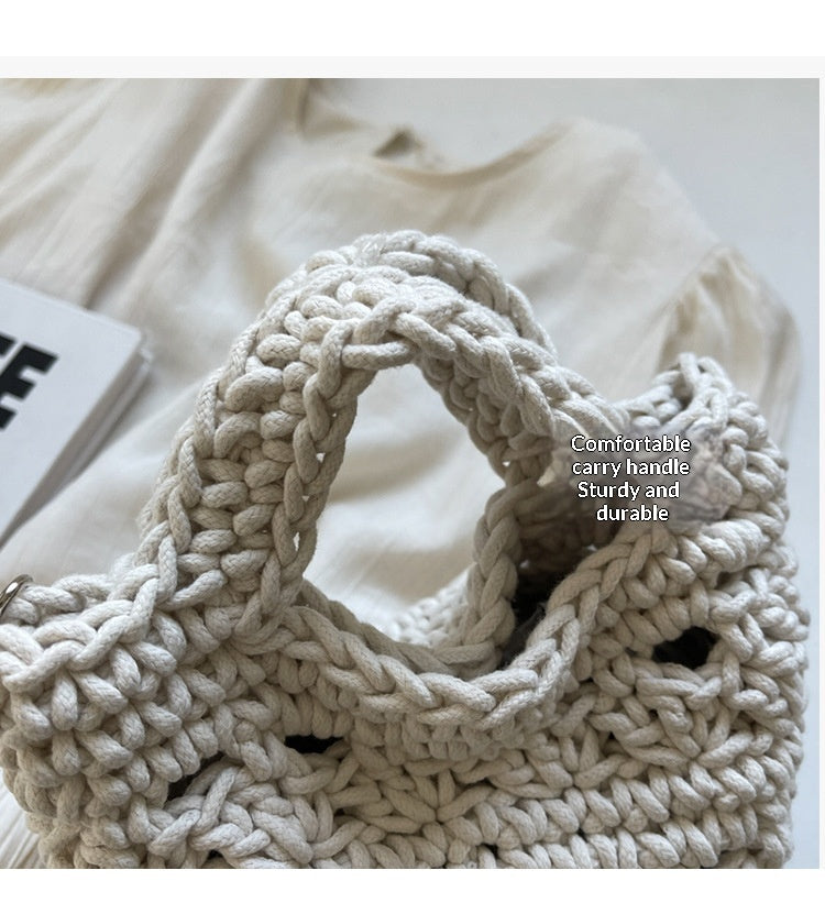 Women 2026 New Handmade Woven Bucket Crossbody Beach Bag