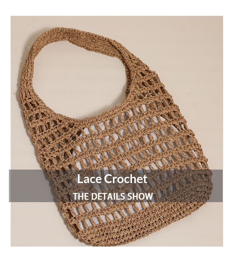 Large Shoulder Straw New Hollow Tote Handheld Woven Beach Bag