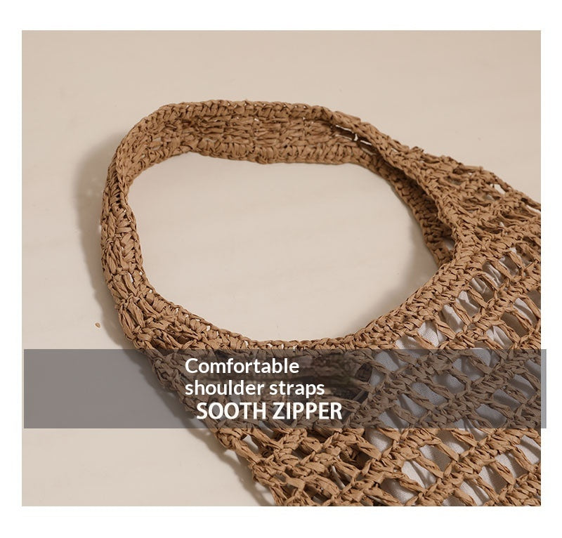 Large Shoulder Straw New Hollow Tote Handheld Woven Beach Bag