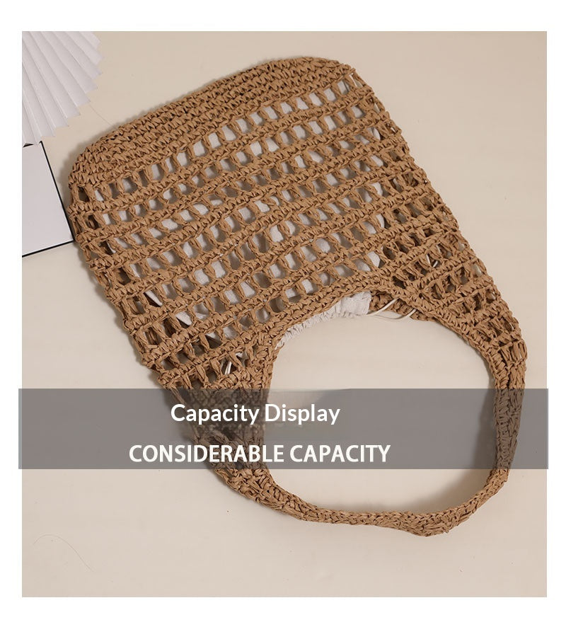 Large Shoulder Straw New Hollow Tote Handheld Woven Beach Bag