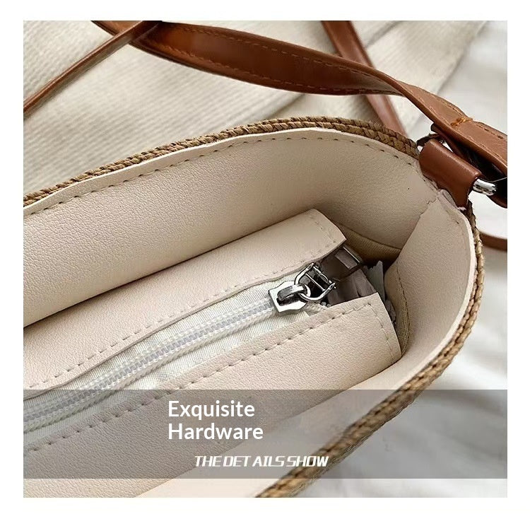 Women Striped Straw New Fresh Minimalist Woven Vacation Beach Bag