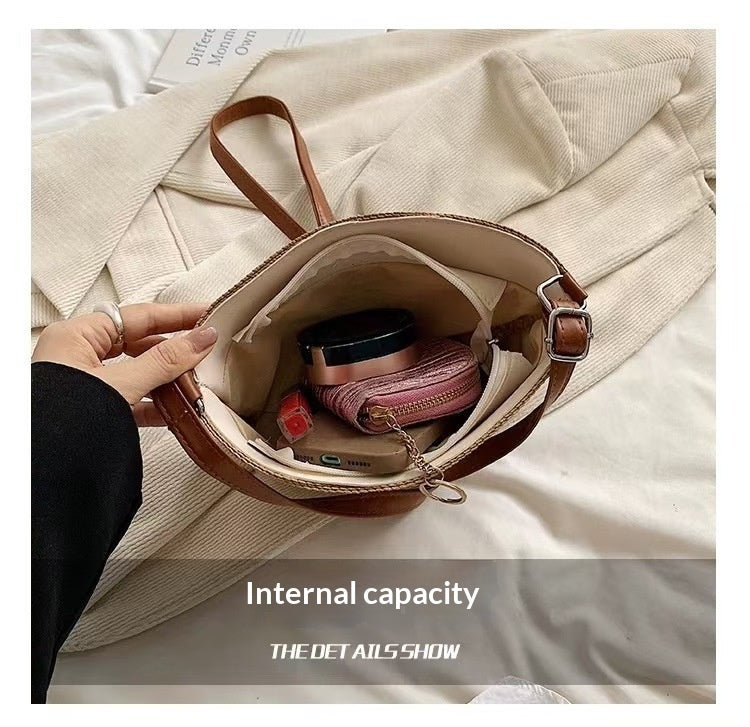 Women Striped Straw New Fresh Minimalist Woven Vacation Beach Bag