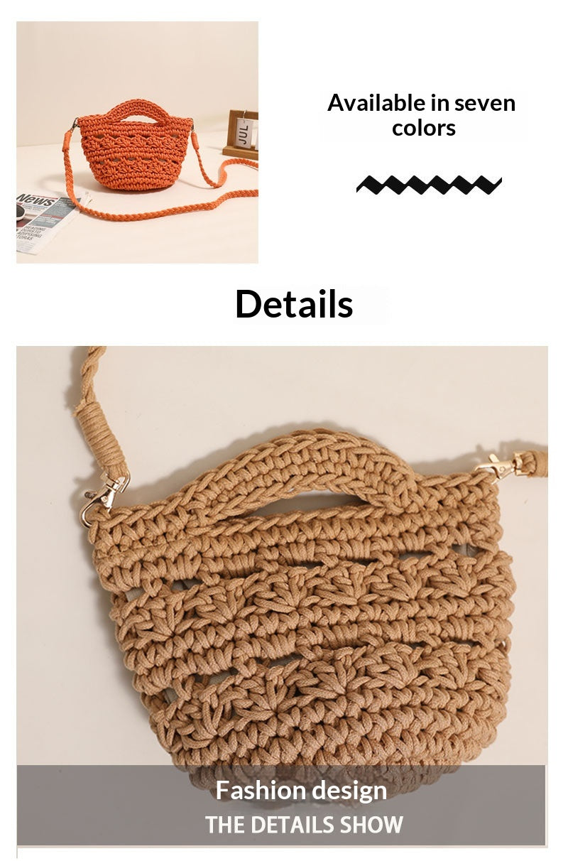 Crossbody Cotton Woven New Cute Handheld Hollow Straw Beach Bag