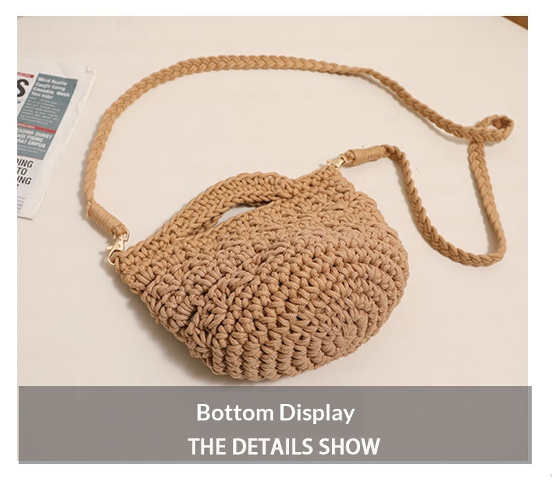 Crossbody Cotton Woven New Cute Handheld Hollow Straw Beach Bag
