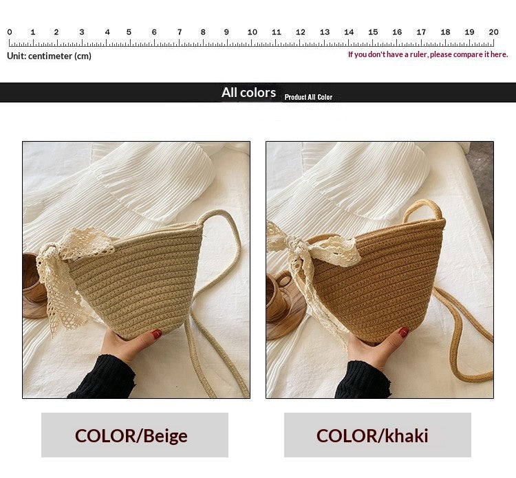 Women Woven Straw 2026 New Trendy Fashion Crossbody Beach Bucket Bag
