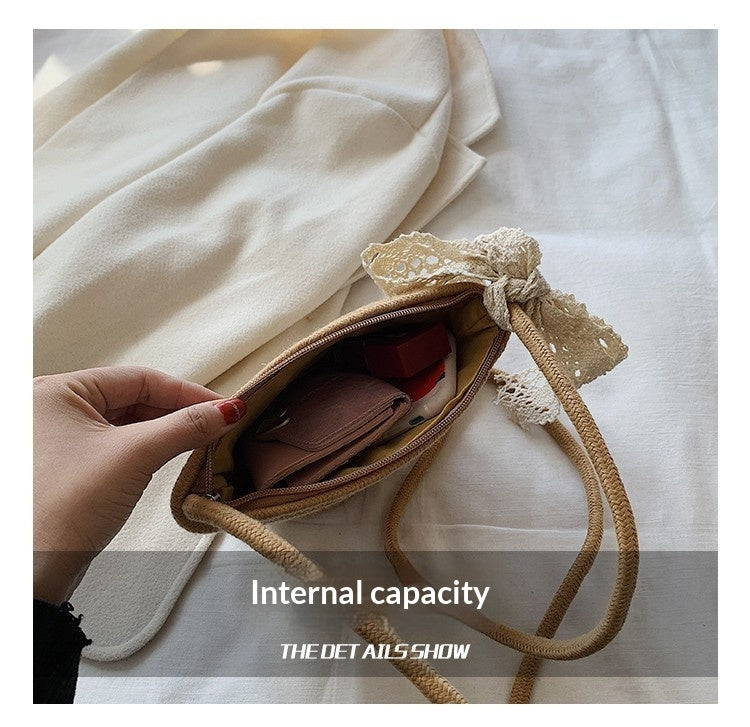 Women Woven Straw 2026 New Trendy Fashion Crossbody Beach Bucket Bag