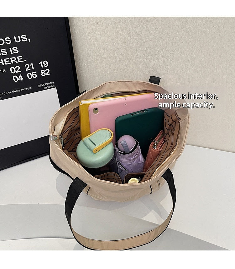Women Color Block Tote 2026 New Large Fashion Handheld Shoulder Bag