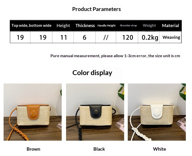 Women Island Woven Box Straw 2026 New Stylish Shoulder Crossbody Bag