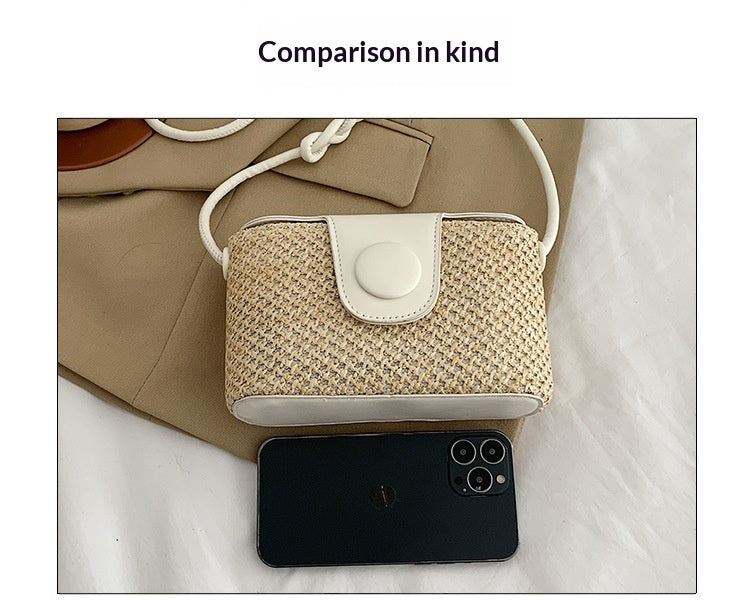 Women Island Woven Box Straw 2026 New Stylish Shoulder Crossbody Bag