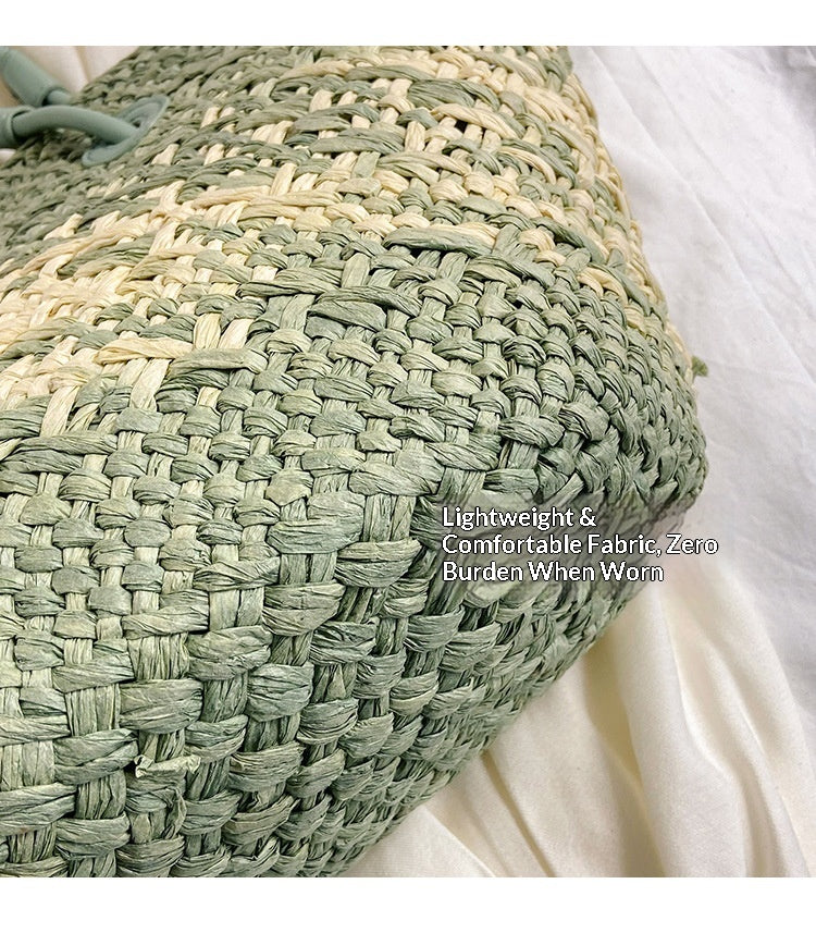 Colorful Large Straw Minimalist Handheld Natural Hollow Woven Beach Bag