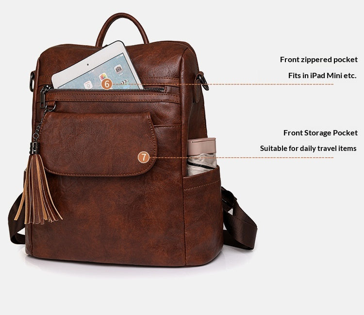 Women New Large Vintage Convertible Shoulder Crossbody Backpack