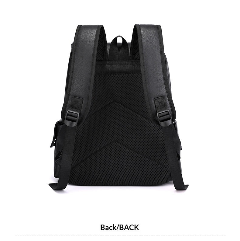 Large Soft PU Leather Casual Business Laptop Travel Backpack