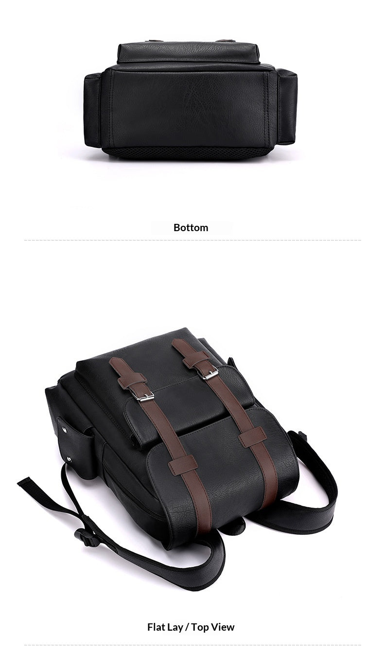 Large Soft PU Leather Casual Business Laptop Travel Backpack