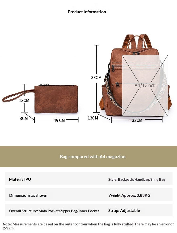 Women Lightweight Vintage Large Casual Travel Convertible Backpack
