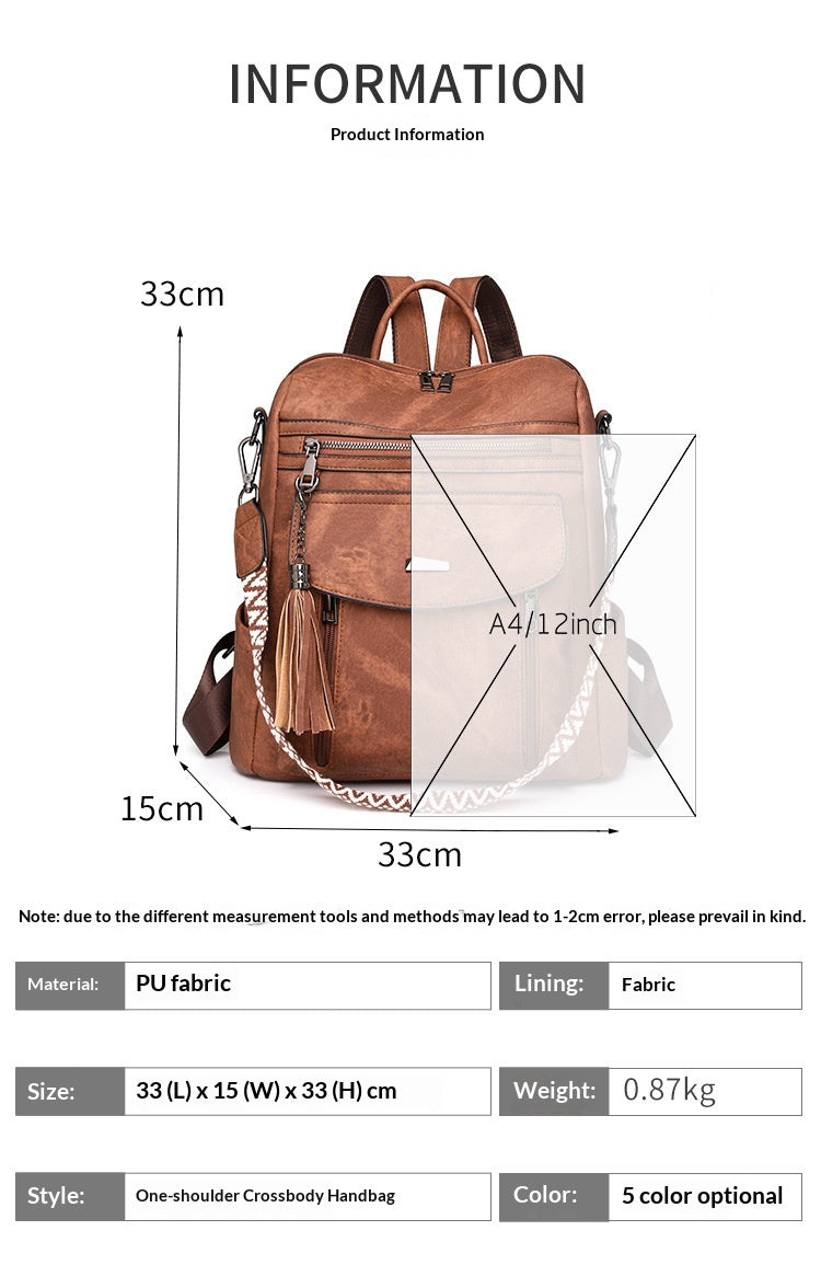 Women Spring Trendy PU Multifunctional Backpack