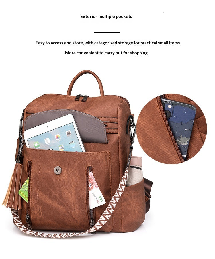Women Spring Trendy PU Multifunctional Backpack