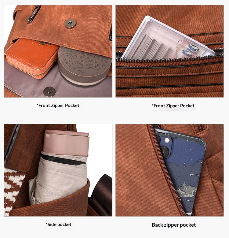 Women Spring Trendy PU Multifunctional Backpack
