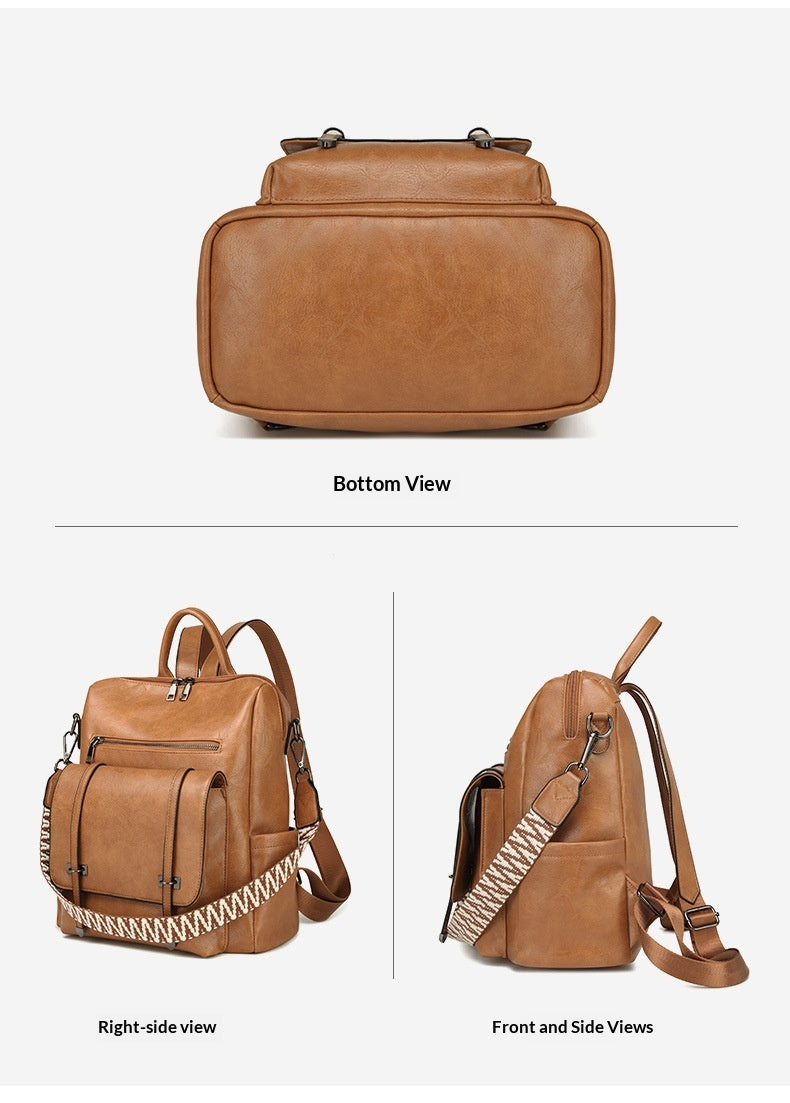 Women Vintage New Premium Soft PU Convertible Shoulder Large Commute Backpack