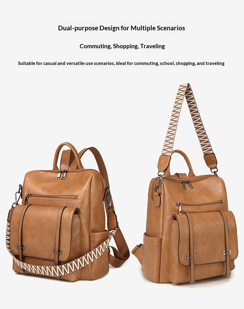 Women Vintage New Premium Soft PU Convertible Shoulder Large Commute Backpack