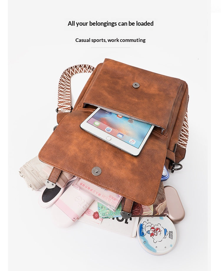 Women Fashion Large Multi Pocket Bucket Flap Crossbody Bag