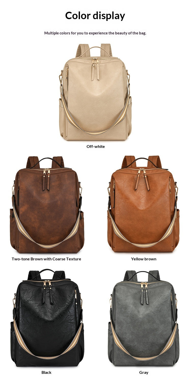 Women New Vintage Multifunctional PU Travel Backpack